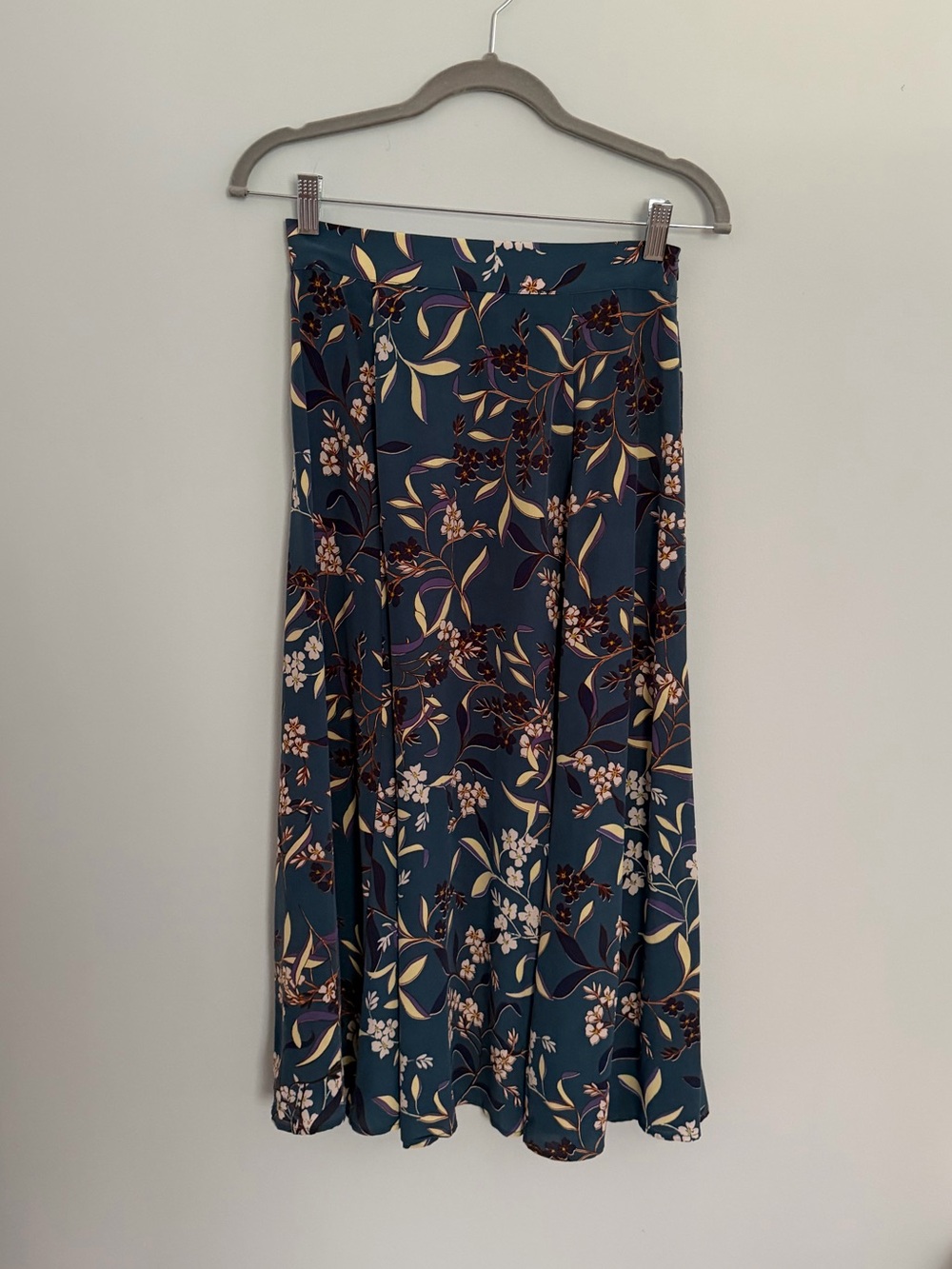 Amour Vert Silk Floral Midi Skirt